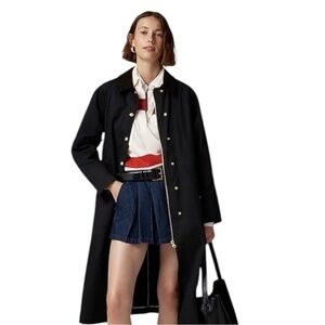 J. Crew Collection Black Long Barn Jacket in waxed cotton twill Removable Vest